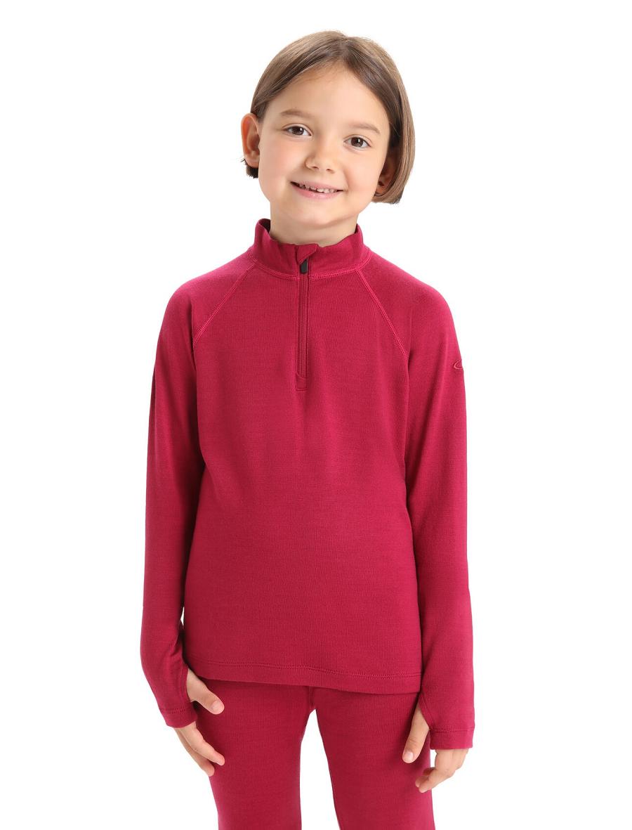 Icebreaker Merino 260 Tech Half Zip Thermal Top Lasten Long Sleeve Pinkki | FI 1939SGLO